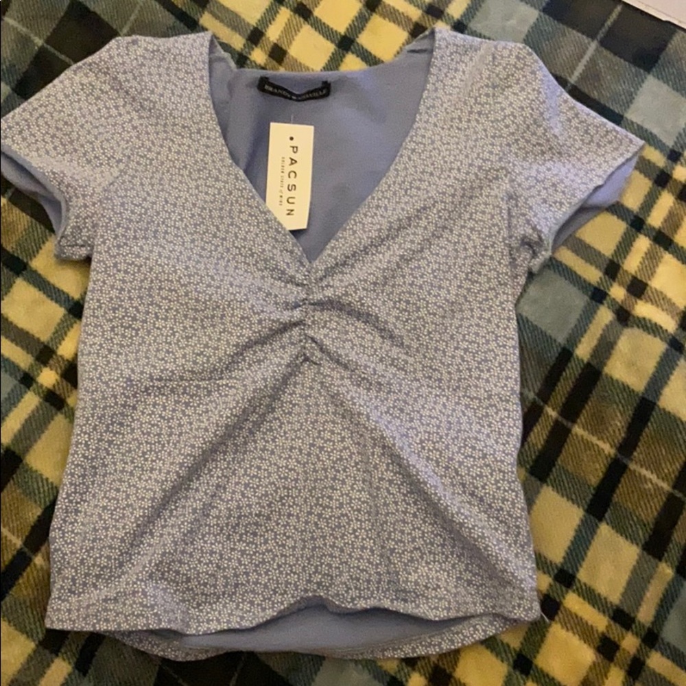 BRANDY MELVILLE blue floral Gina top BRAND NEW